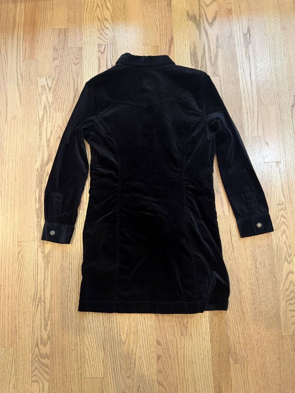 NWT Gap Black Velvet Button Front Shirt Dress Long Sleeve Size M